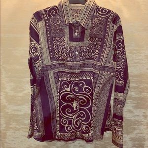 Etro blue/cream print cotton blouse